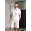 imageCOOFANDY Mens Waffle Knit Polo Shirt and Shorts Set 2 Pieces Outfits Summer Suit Casual Tracksuit with PocketsWhite