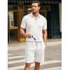 imageCOOFANDY Mens Waffle Knit Polo Shirt and Shorts Set 2 Pieces Outfits Summer Suit Casual Tracksuit with PocketsWhite