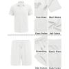 imageCOOFANDY Mens Waffle Knit Polo Shirt and Shorts Set 2 Pieces Outfits Summer Suit Casual Tracksuit with PocketsWhite