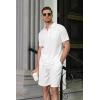 imageCOOFANDY Mens Waffle Knit Polo Shirt and Shorts Set 2 Pieces Outfits Summer Suit Casual Tracksuit with PocketsWhite