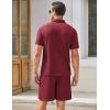 imageCOOFANDY Mens Waffle Knit Polo Shirt and Shorts Set 2 Pieces Outfits Summer Suit Casual Tracksuit with PocketsWine Red