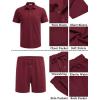 imageCOOFANDY Mens Waffle Knit Polo Shirt and Shorts Set 2 Pieces Outfits Summer Suit Casual Tracksuit with PocketsWine Red
