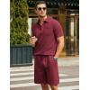 imageCOOFANDY Mens Waffle Knit Polo Shirt and Shorts Set 2 Pieces Outfits Summer Suit Casual Tracksuit with PocketsWine Red