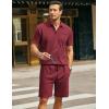 imageCOOFANDY Mens Waffle Knit Polo Shirt and Shorts Set 2 Pieces Outfits Summer Suit Casual Tracksuit with PocketsWine Red