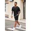 imageCOOFANDY Mens Waffle Shirt and Shorts Set 2 Piece Outfits Casual Summer Tracksuits Set with PocketsAblack