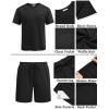 imageCOOFANDY Mens Waffle Shirt and Shorts Set 2 Piece Outfits Casual Summer Tracksuits Set with PocketsAblack