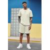 imageCOOFANDY Mens Waffle Shirt and Shorts Set 2 Piece Outfits Casual Summer Tracksuits Set with PocketsBeige
