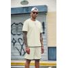 imageCOOFANDY Mens Waffle Shirt and Shorts Set 2 Piece Outfits Casual Summer Tracksuits Set with PocketsBeige