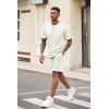 imageCOOFANDY Mens Waffle Shirt and Shorts Set 2 Piece Outfits Casual Summer Tracksuits Set with PocketsBeige