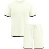 imageCOOFANDY Mens Waffle Shirt and Shorts Set 2 Piece Outfits Casual Summer Tracksuits Set with PocketsBeige