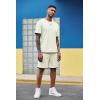 imageCOOFANDY Mens Waffle Shirt and Shorts Set 2 Piece Outfits Casual Summer Tracksuits Set with PocketsBeige