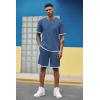 imageCOOFANDY Mens Waffle Shirt and Shorts Set 2 Piece Outfits Casual Summer Tracksuits Set with PocketsBlue
