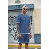 imageCOOFANDY Mens Waffle Shirt and Shorts Set 2 Piece Outfits Casual Summer Tracksuits Set with PocketsBlue
