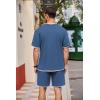 imageCOOFANDY Mens Waffle Shirt and Shorts Set 2 Piece Outfits Casual Summer Tracksuits Set with PocketsBlue