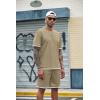 imageCOOFANDY Mens Waffle Shirt and Shorts Set 2 Piece Outfits Casual Summer Tracksuits Set with PocketsKhaki