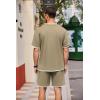 imageCOOFANDY Mens Waffle Shirt and Shorts Set 2 Piece Outfits Casual Summer Tracksuits Set with PocketsKhaki