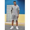 imageCOOFANDY Mens Waffle Shirt and Shorts Set 2 Piece Outfits Casual Summer Tracksuits Set with PocketsLight Grey