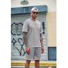 imageCOOFANDY Mens Waffle Shirt and Shorts Set 2 Piece Outfits Casual Summer Tracksuits Set with PocketsLight Grey