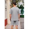 imageCOOFANDY Mens Waffle Shirt and Shorts Set 2 Piece Outfits Casual Summer Tracksuits Set with PocketsLight Grey