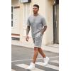 imageCOOFANDY Mens Waffle Shirt and Shorts Set 2 Piece Outfits Casual Summer Tracksuits Set with PocketsLight Grey