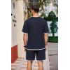 imageCOOFANDY Mens Waffle Shirt and Shorts Set 2 Piece Outfits Casual Summer Tracksuits Set with PocketsNavy Blue