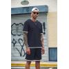 imageCOOFANDY Mens Waffle Shirt and Shorts Set 2 Piece Outfits Casual Summer Tracksuits Set with PocketsNavy Blue