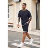 imageCOOFANDY Mens Waffle Shirt and Shorts Set 2 Piece Outfits Casual Summer Tracksuits Set with PocketsNavy Blue