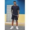 imageCOOFANDY Mens Waffle Shirt and Shorts Set 2 Piece Outfits Casual Summer Tracksuits Set with PocketsNavy Blue
