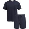 imageCOOFANDY Mens Waffle Shirt and Shorts Set 2 Piece Outfits Casual Summer Tracksuits Set with PocketsNavy Blue