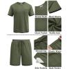 imageCOOFANDY Mens Waffle Shirt and Shorts Set 2 Piece Outfits Casual Summer Tracksuits Set with PocketsOlive Green