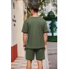 imageCOOFANDY Mens Waffle Shirt and Shorts Set 2 Piece Outfits Casual Summer Tracksuits Set with PocketsOlive Green