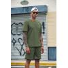 imageCOOFANDY Mens Waffle Shirt and Shorts Set 2 Piece Outfits Casual Summer Tracksuits Set with PocketsOlive Green