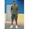imageCOOFANDY Mens Waffle Shirt and Shorts Set 2 Piece Outfits Casual Summer Tracksuits Set with PocketsOlive Green