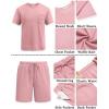 imageCOOFANDY Mens Waffle Shirt and Shorts Set 2 Piece Outfits Casual Summer Tracksuits Set with PocketsPink