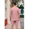 imageCOOFANDY Mens Waffle Shirt and Shorts Set 2 Piece Outfits Casual Summer Tracksuits Set with PocketsPink