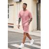 imageCOOFANDY Mens Waffle Shirt and Shorts Set 2 Piece Outfits Casual Summer Tracksuits Set with PocketsPink