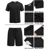 imageCOOFANDY Mens Waffle Shirt and Shorts Set 2 Piece Outfits Casual Summer Tracksuits Set with PocketsPure Black