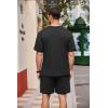 imageCOOFANDY Mens Waffle Shirt and Shorts Set 2 Piece Outfits Casual Summer Tracksuits Set with PocketsPure Black