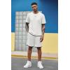 imageCOOFANDY Mens Waffle Shirt and Shorts Set 2 Piece Outfits Casual Summer Tracksuits Set with PocketsWhite