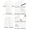 imageCOOFANDY Mens Waffle Shirt and Shorts Set 2 Piece Outfits Casual Summer Tracksuits Set with PocketsWhite