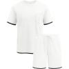 imageCOOFANDY Mens Waffle Shirt and Shorts Set 2 Piece Outfits Casual Summer Tracksuits Set with PocketsWhite