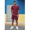 imageCOOFANDY Mens Waffle Shirt and Shorts Set 2 Piece Outfits Casual Summer Tracksuits Set with PocketsWine Red