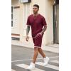 imageCOOFANDY Mens Waffle Shirt and Shorts Set 2 Piece Outfits Casual Summer Tracksuits Set with PocketsWine Red