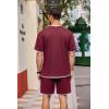 imageCOOFANDY Mens Waffle Shirt and Shorts Set 2 Piece Outfits Casual Summer Tracksuits Set with PocketsWine Red