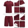 imageCOOFANDY Mens Waffle Shirt and Shorts Set 2 Piece Outfits Casual Summer Tracksuits Set with PocketsWine Red