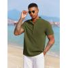 imageCOOFANDY Mens White Solid Casual Short Sleeve Band Collar Henley Shirt with PocketArmy Green