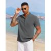imageCOOFANDY Mens White Solid Casual Short Sleeve Band Collar Henley Shirt with PocketDark Grey