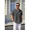 imageCOOFANDY Mens White Solid Casual Short Sleeve Band Collar Henley Shirt with PocketDark Grey