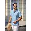 imageCOOFANDY Mens White Solid Casual Short Sleeve Band Collar Henley Shirt with PocketLight Blue