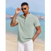 imageCOOFANDY Mens White Solid Casual Short Sleeve Band Collar Henley Shirt with PocketLight Green